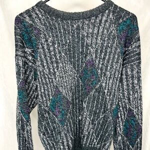 Vintage 90s Michael Gerald Geometric Acrylic Sweater Men's Size Large Grandpa